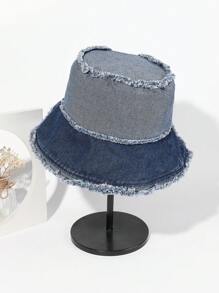 1入組女式兩色毛邊休閒漁夫帽適合日常生活 - 彩色 - 查看 1