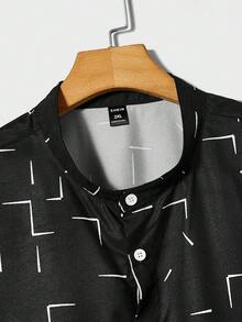 EASEVO Men Plus Geo Print Shirt - Black - View 3