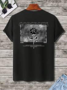 Manfinity Hypemode Nam Áo thun Bông Đồ họa hoa & khẩu hiệu - màu đen - Xem 4