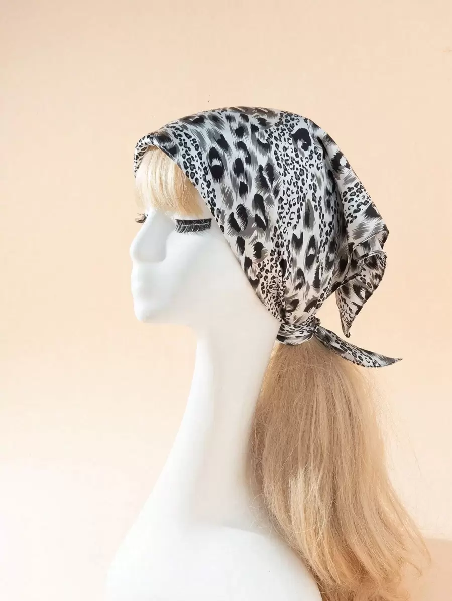 豹紋印花方巾 - 彩色 - 查看 1