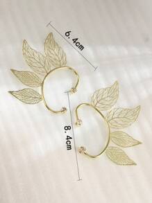 1 Pair Vintage Hollow Leaf Design Personalized Ear Cuff, Lightweight Hollow Wing Ear Clip Without Piercing, Fashionable Elven Ear Clips For Parties
