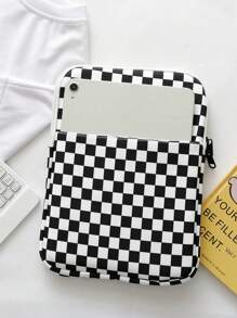Bolsa de almacenamiento a cuadros para iPad, bolsa para portátil, funda para portátil, funda para portátil, funda para computadora, funda para iPad, funda para iPad, bolsa para tableta, bolsas para portátiles en el aula, bolsas para el aula, bolsas de almacenamiento para maestros, bolsas organizadoras para el aula - Blanco y Negro - Ver 2