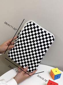 Bolsa de almacenamiento a cuadros para iPad, bolsa para portátil, funda para portátil, funda para portátil, funda para computadora, funda para iPad, funda para iPad, bolsa para tableta, bolsas para portátiles en el aula, bolsas para el aula, bolsas de almacenamiento para maestros, bolsas organizadoras para el aula - Blanco y Negro - Ver 4