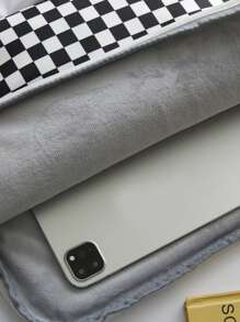Bolsa de almacenamiento a cuadros para iPad, bolsa para portátil, funda para portátil, funda para portátil, funda para computadora, funda para iPad, funda para iPad, bolsa para tableta, bolsas para portátiles en el aula, bolsas para el aula, bolsas de almacenamiento para maestros, bolsas organizadoras para el aula - Blanco y Negro - Ver 5