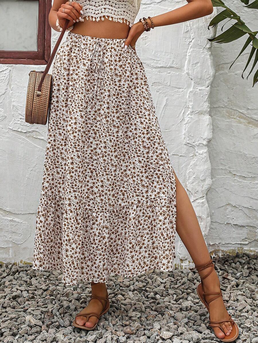 Breezaya Jupe à imprimé floral fendu