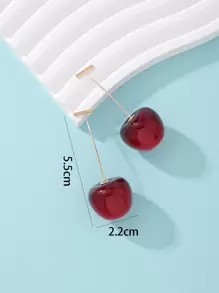 1 par Creative Cute Cherry Stud örhängen, färgglada Cherry Dangle örhängen - Bourgogne - Visa 4