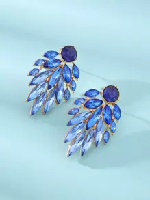 水鑽裝飾耳環 - 寶藍色 - 查看 2