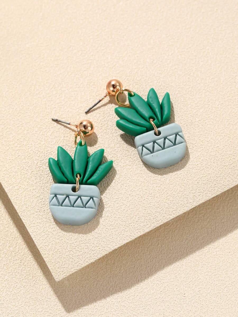 1 đôi bông tai hình cây bằng thép không gỉ thời trang cho phụ nữ để trang trí hàng ngày - Nhiều màu - Xem 1