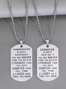 1件不鏽鋼項鍊作為孫子女的聖誕禮物 - 銀色 - 查看 1