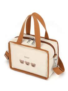 1入組嬰兒熊和字母刺繡滌綸尿布包