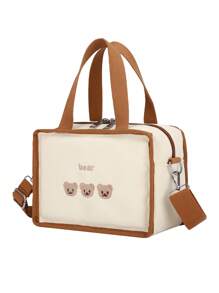 1入組嬰兒熊和字母刺繡滌綸尿布包