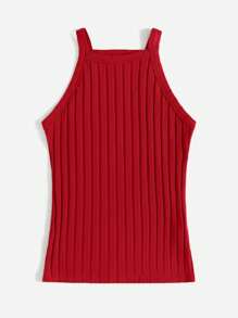 SHEIN EZwear Women's Solid Color Wide Strap Simple Fitted Tank Top, Casual And Resort Wear - Burgundy - View 4
