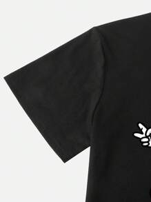 Manfinity Hypemode Men T-Shirts Fit Crew Neck Short Sleeve Graphic Tee Astronaut Funny Casual Summer Polyester - Black - View 4