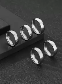 5入組/套男士極簡戒指不銹鋼龐克嘻哈風格