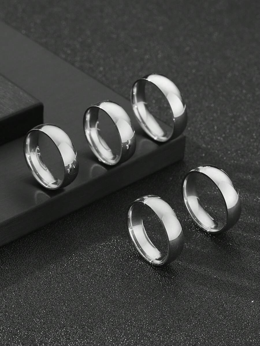 5入組/套男士極簡戒指不銹鋼龐克嘻哈風格