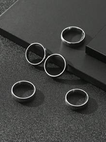 5入組/套男士極簡戒指不銹鋼龐克嘻哈風格