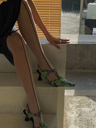 1對女士條紋印花透明緊身褲適合夏季