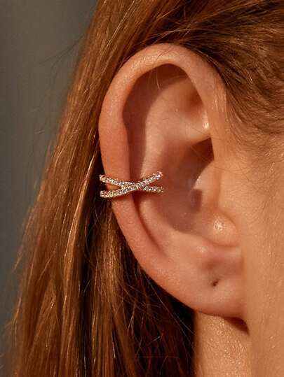 HOTNICE 1 vòng bít tai trang trí bằng đá khối Zirconia