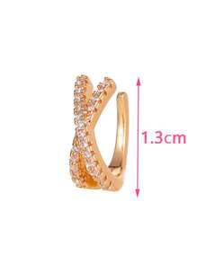 HOTNICE 1入組方晶鋯石裝飾耳夾 - 金黃色 - 查看 3