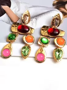 juran 1 Pair Women's Tassel Earrings With Rhinestone Waterdrop Stud Earrings, Elegant Jewelry Accessories