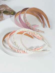 7入組優雅時尚印花格紋寬頭箍，適用於女孩/女士的戶外穿著、學校裝扮、派對、正式裝扮，並作為送給朋友的禮物 - 彩色 - 查看 2