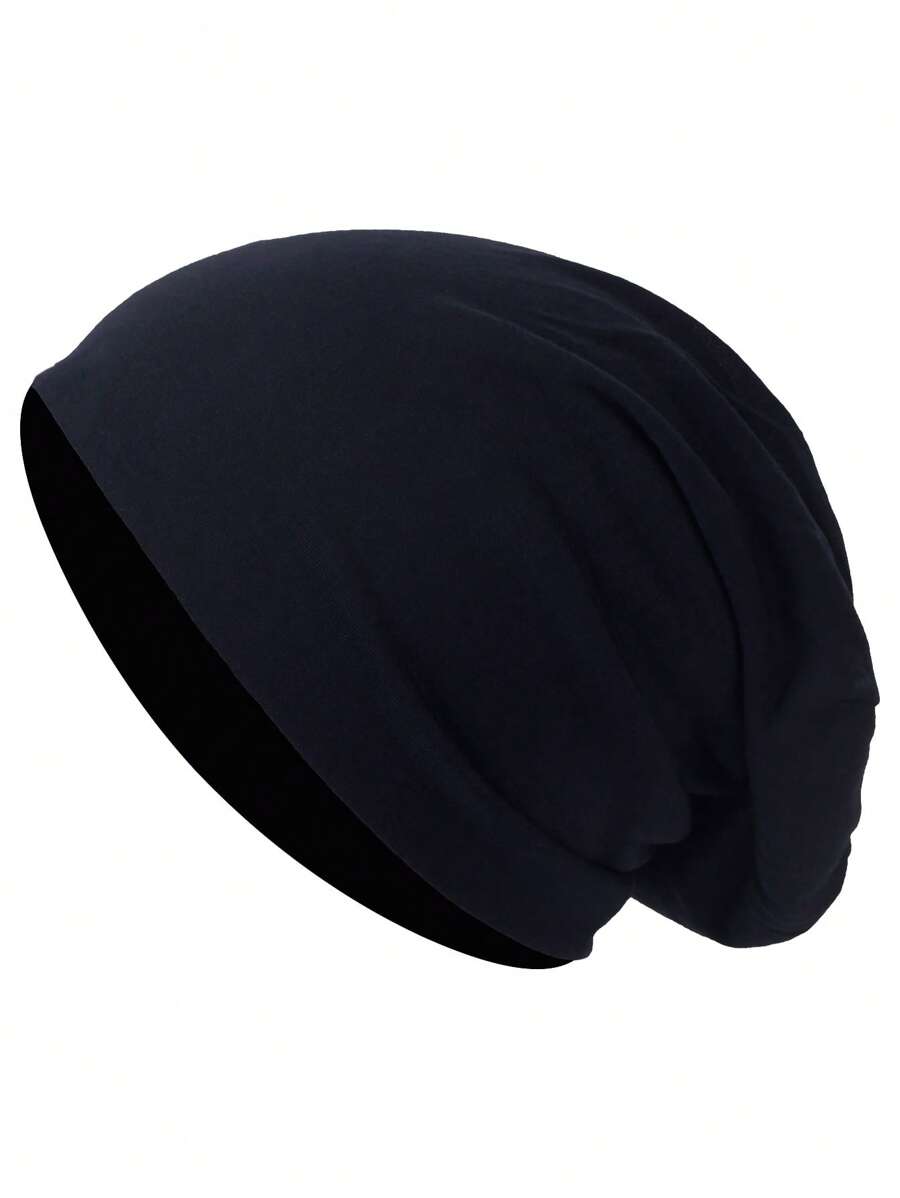 1pc Men Solid Casual Slouchy Beanie For Daily Life - Navy Blue - View 1