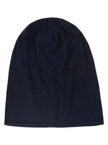 1pc Men Solid Casual Slouchy Beanie For Daily Life - Navy Blue - View 3