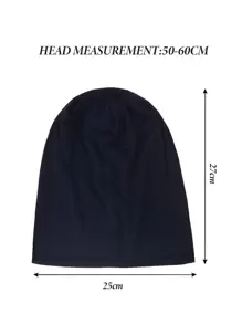 1pc Men Solid Casual Slouchy Beanie For Daily Life - Navy Blue - View 4