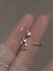 1 cặp Thời Trang Hợp Kim Kẽm Thiết Kế Ngôi Sao Dành Cho Nữ Bịt Tai Trang Trí Hàng Ngày - Vàng - Xem 3