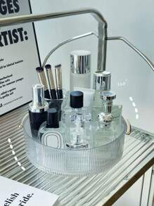 1pc Rotatable Cosmetic Storage Box,Room,Home,Bedroom,Bathroom,House,Pink Room,Living Room Decor,Travel Stuff,Gift Bag,Gifts For Mom,Dad,Men,Friends,Teacher,Birthday,Wedding,Desk,Shelves,Accessories,Gift Boxes,Funny Gift,Storage - Clear - View 2