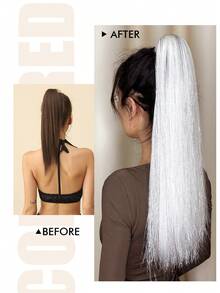 長款直筒馬尾合成纖維接髮 - 間色 - 查看 3