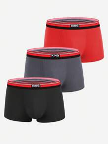Men 3pcs Letter Tape Waistband Boxer Brief - Multicolor - View 1