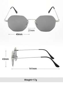 1 件男女通用银色镜框白色水银镜片不对称多边形太阳镜，带装饰性小镜框，适合日常佩戴、派对、旅行、驾驶、街拍、万圣节 - 銀色 - 查看 5