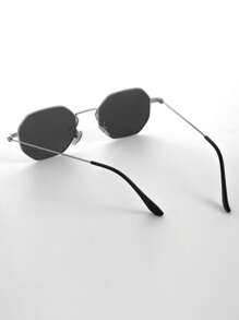 1 件男女通用银色镜框白色水银镜片不对称多边形太阳镜，带装饰性小镜框，适合日常佩戴、派对、旅行、驾驶、街拍、万圣节 - 銀色 - 查看 3