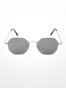 1 件男女通用银色镜框白色水银镜片不对称多边形太阳镜，带装饰性小镜框，适合日常佩戴、派对、旅行、驾驶、街拍、万圣节 - 銀色 - 查看 4