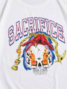 Nomouthh ROMWE MEN Guys Cotton Skull Graphic Tee - White - View 4