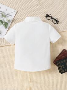 SHEIN 小男童補丁貼口袋前蝴蝶結襯衫