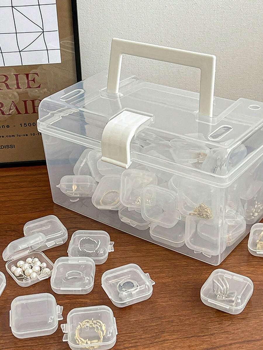 5pcs/set Plastic Jewelry Box, Minimalist Clear Jewelry Storage Box For Home And Travel - Clear - View 1