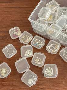 5pcs/set Plastic Jewelry Box, Minimalist Clear Jewelry Storage Box For Home And Travel - Clear - View 5