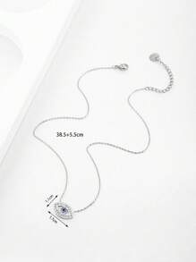 1 vòng cổ mắt đá nhân tạo, trang sức bằng thép không gỉ - Bạc - Xem 3