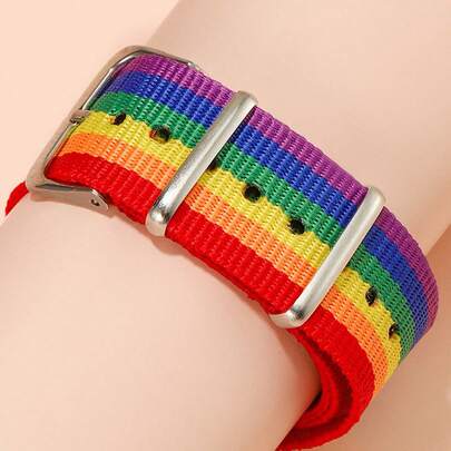1pc Rainbow Bracelet, Colorful & Girly Adjustable Bracelet For Women, Fashion Jewelry Suitable For Daily Wear, Party, Couple Gift