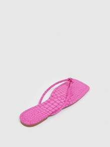 鱷魚壓紋T字帶涼鞋 - 粉色 - 查看 3