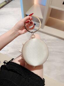 Bolsa creativa mini con diseño de flor con diseño de diamante de imitación - Champán - Ver 2