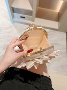 Bolsa creativa mini con diseño de flor con diseño de diamante de imitación - Champán - Ver 4