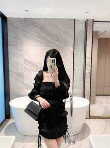 月夜晚禮包閃亮，優雅，精妙，宁靜奢侈光芒四射的迷你方襟披肩晚禮服，閃爍黑色簡約晚宴派對小型手袋，適合派對女孩，女士，新娘，完美適用於派對，婚禮，舞會，晚宴/宴會 - 黑色 - 查看 10