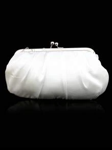 緞面方包花朵裝飾吻鎖 - 白色 - 查看 2