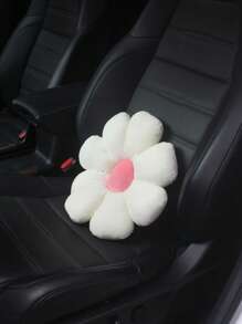 1pc Flower Design Car Waist Pillow - White - View 3