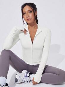 Easithlete 親膚拇指孔運動夾克 - 白色 - 查看 4