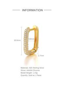 1入組方晶鋯石裝飾銀圓耳環適合女士新娘婚禮精細首飾類 - 金色 - 查看 5