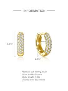 方晶鋯石裝飾銀圓耳環適合女士新娘婚禮精細首飾類 - 金色 - 查看 3